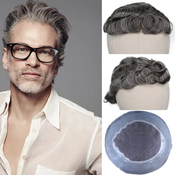 YY Wigs Dark Brown Mixed Grey Color Human Hair Toupee for Men Remy Human Hair Replacement System Men's Toupee 6 Inch Hair 8x10
YY Wigs Dark Brown Mixed Grey Color Human Hair Toupee for Men Remy Human Hair Replacement System Men's Toupee 6 Inch Hair 8x10