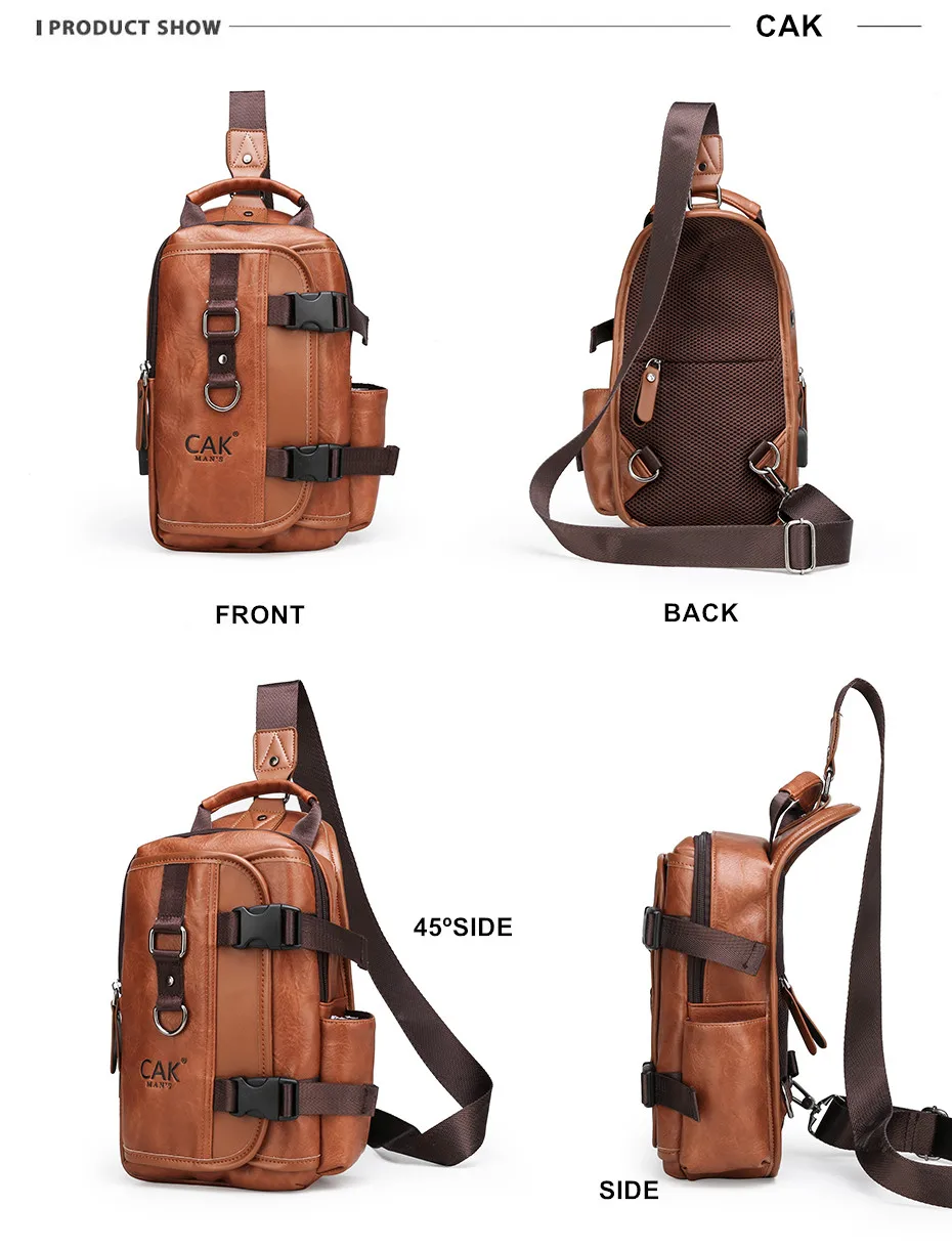 CAK New Multifunction Crossbody Sling Bag for Men Anti-theft Leather Shoulder Bags For iPad Male Waterproof Trip Chest Bag Pack CAK New Multifunction Crossbody Sling Bag for Men Anti-theft Leather Shoulder Bags For iPad Male Waterproof Trip Chest Bag Pack