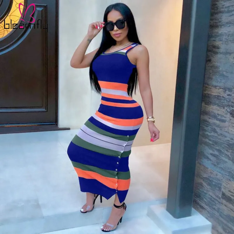 2019 New Women Summer Stripes Sleeveless Bodycon Maxi Midi Tank Dress Casual Fashion Classic Long Dresses 2 Color Vestidos
2019 New Women Summer Stripes Sleeveless Bodycon Maxi Midi Tank Dress Casual Fashion Classic Long Dresses 2 Color Vestidos