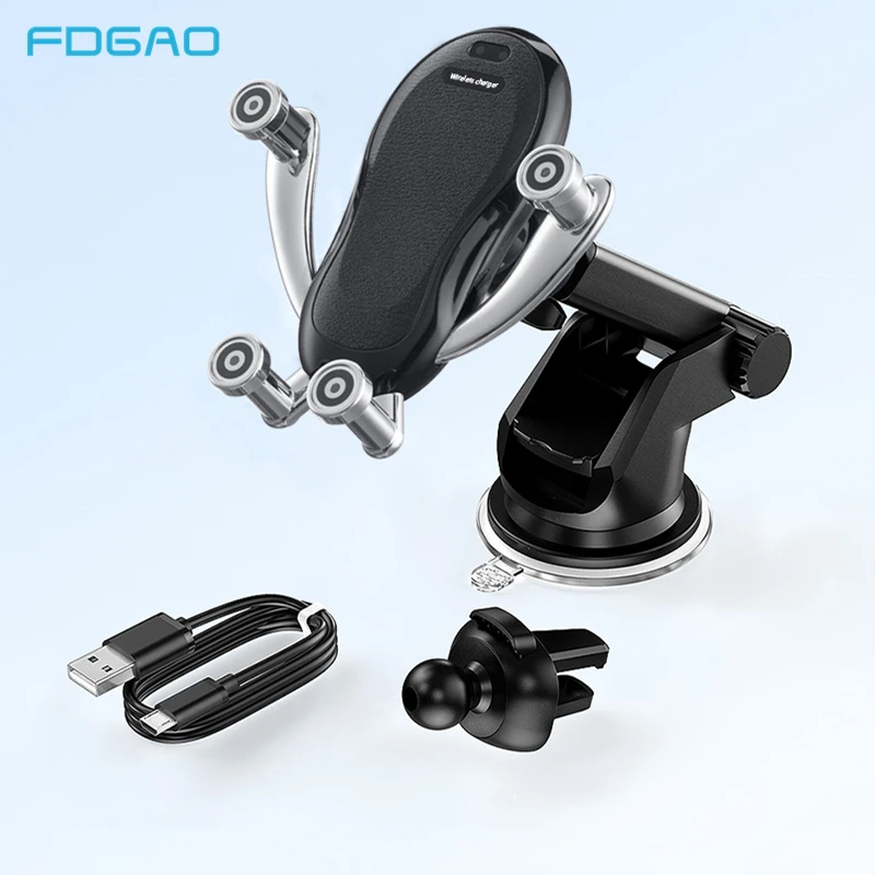 

FDGAO 10W Wireless Car Charger Automatic Clamping QI Fast Charging Phone Holder Mount for iPhone 11 XR XS X 8 Samsung S10 S9 S8