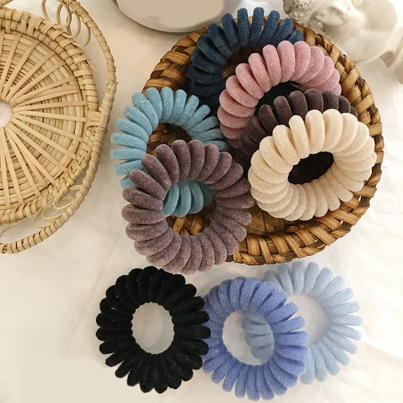 

1PC Elastic Rubber Bands Telephone Wire Hair Ties Donut Ponytail Holder Gum Women Girls Spiral Scrunchies Hair Accessories