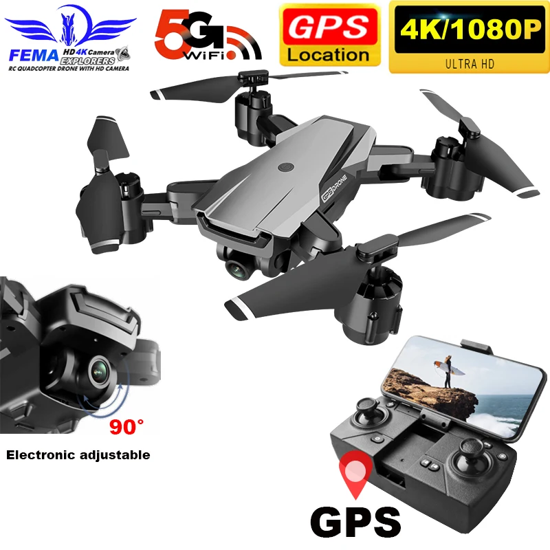 Профессиональный Квадрокоптер Дрон Gps камера 4K экшн 1080P 5G WI FI FPV 20 минут полета