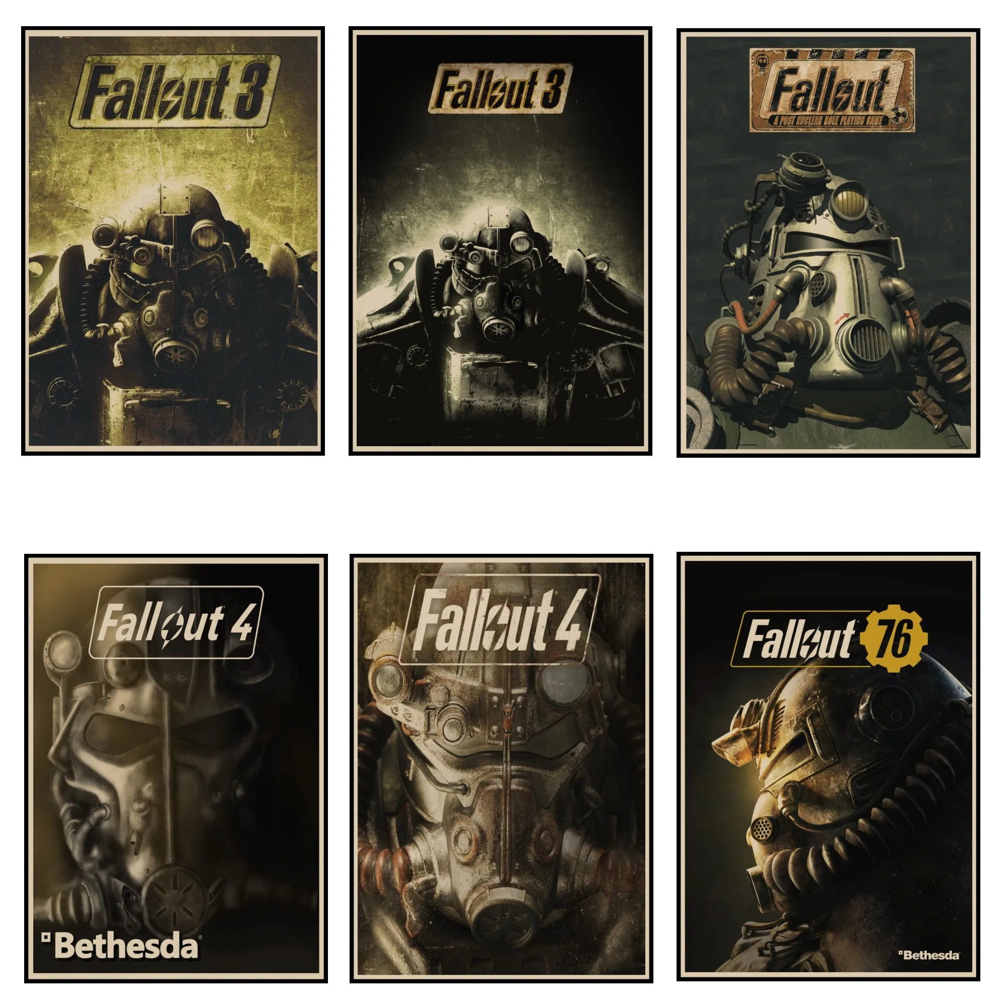 Игровой плакат Fallout 2 3 4 украшение для дома игровой из крафт-бумаги наклейки на