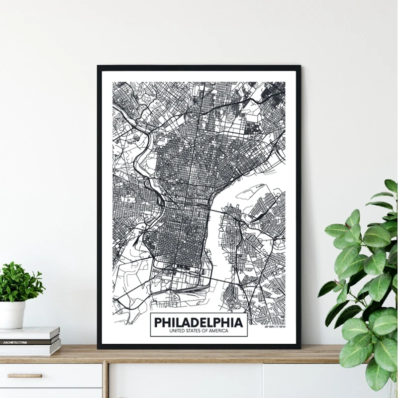 City map Philadelphia Print