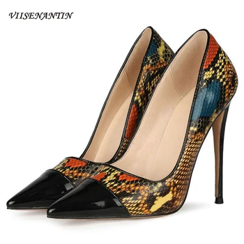 Pointed Shoes Sexy High-end Custom Banquet Dress Python Skin Design Sense Super High Heels Women Stiletto Large Size Shoes
Pointed Shoes Sexy High-end Custom Banquet Dress Python Skin Design Sense Super High Heels Women Stiletto Large Size Shoes
