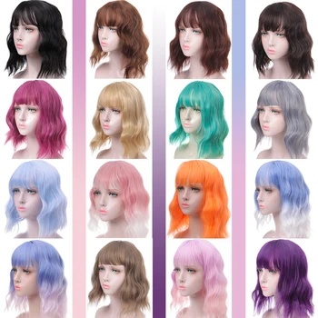 Allaosify Short Wavy Synthetic Wigs for Women Synthetic with Bangs Heat Resistant Cosplay Wig Sky blue Yellow Pink
Allaosify Short Wavy Synthetic Wigs for Women Synthetic with Bangs Heat Resistant Cosplay Wig Sky blue Yellow Pink