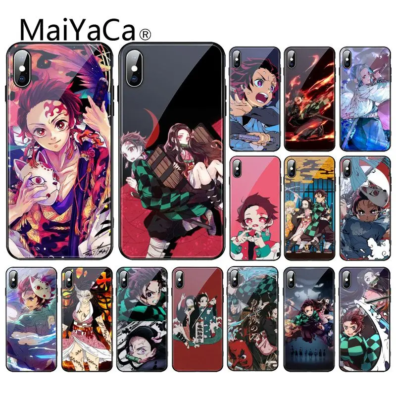 Чехол из закаленного стекла Demon Slayer Kimetsu No Yaiba для iPhone 11 Pro XR XS MAX 8x7 6S 6 Plus 12 mini 12proMax |