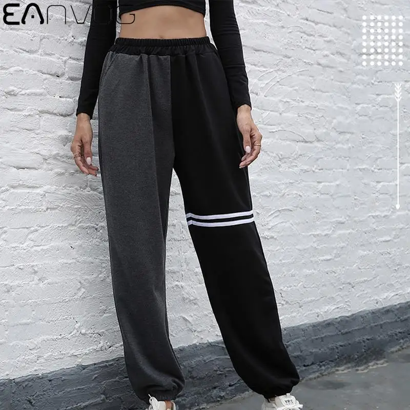 Womens High Waist Loose Sweatpants Trousers Jogger Sweat Pants Harem Pants Elastic Waist Spliced Full Length Pants with Pockets
Womens High Waist Loose Sweatpants Trousers Jogger Sweat Pants Harem Pants Elastic Waist Spliced Full Length Pants with Pockets