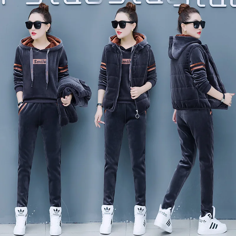Hoodie Three-piece Set Women's Autumn And Winter 2019 New Style Thick plus Velvet Gold Velvet Leisure Sports Suit Two-Piece Wome
Hoodie Three-piece Set Women's Autumn And Winter 2019 New Style Thick plus Velvet Gold Velvet Leisure Sports Suit Two-Piece Wome
