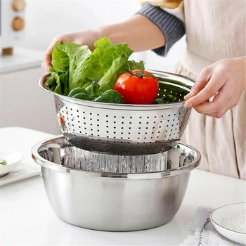 Multifunction 3PCS/Set Kitchen Graters Cheese Grater Tools Stainless Steel Drain Basin For For Grating Or Washing Vegetables
Multifunction 3PCS/Set Kitchen Graters Cheese Grater Tools Stainless Steel Drain Basin For For Grating Or Washing Vegetables