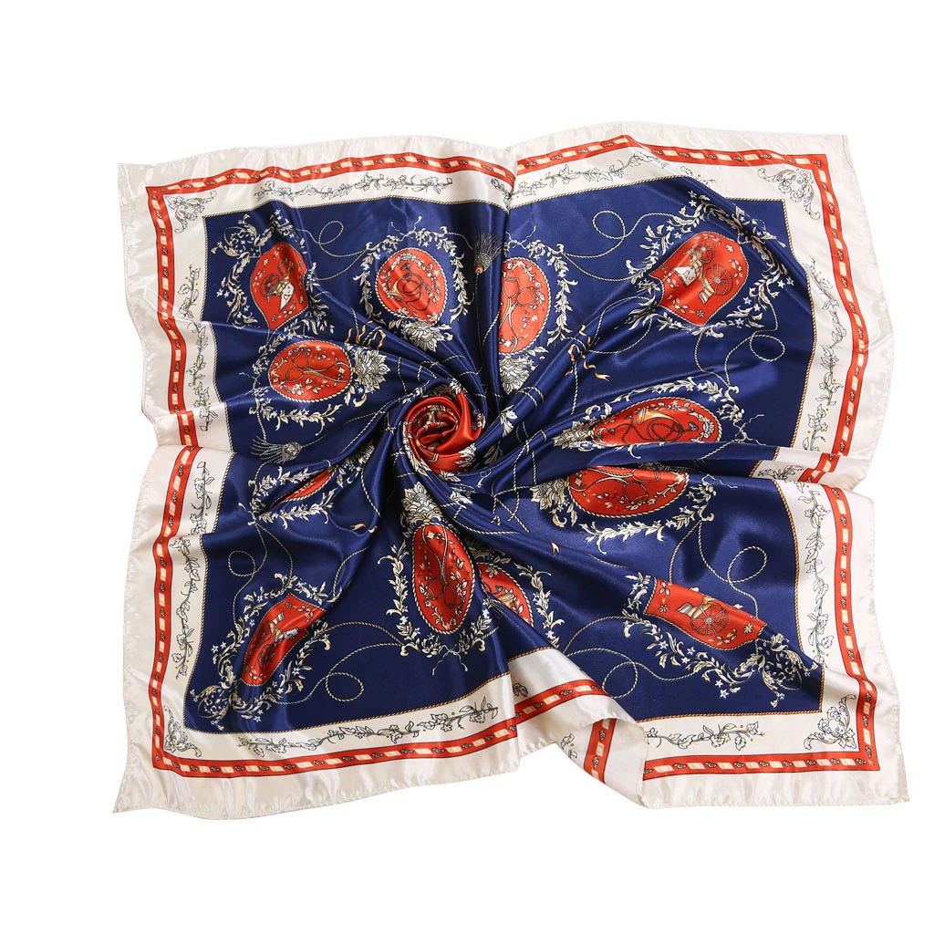 90X90cm Twill Square Scarf Hair Tie Women Elegant Small Vintage Skinny Retro Head Neck Silk Scarf Scarves Foulard 919