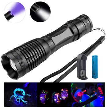 2 in 1 powerful 395nm Led UV Flashlight flash Torch white Light Ultra Violet Scorpions lamp Blacklight UV Fluorescent Lamp Money
2 in 1 powerful 395nm Led UV Flashlight flash Torch white Light Ultra Violet Scorpions lamp Blacklight UV Fluorescent Lamp Money