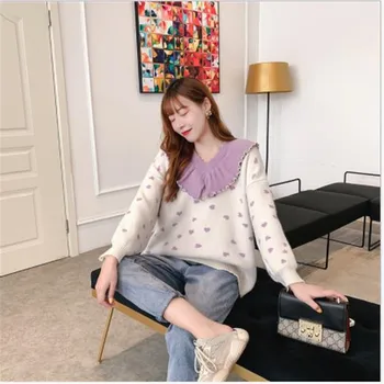 Sweet Women Sweater Pullovers Autumn Winter Knitted Shirt Jupmper2019Cute Ruffled Collar Women Sweater Plus Size Pull Femme H205
Sweet Women Sweater Pullovers Autumn Winter Knitted Shirt Jupmper2019Cute Ruffled Collar Women Sweater Plus Size Pull Femme H205