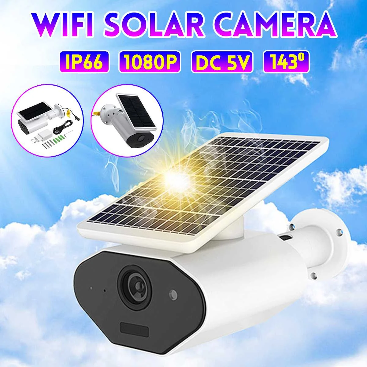 1080P Solar Panel IP Camera Wireless Wi-fi Security Waterproof Outdoor Camera Night Vision Solar Power HD Surveillance Camera EU
1080P Solar Panel IP Camera Wireless Wi-fi Security Waterproof Outdoor Camera Night Vision Solar Power HD Surveillance Camera EU
