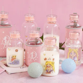 Cute Water Bottle Creative Portable Cover Transparent Glass Bottle Breakfast Milk Cup Straw with Lid Children Kettle Student Cup
Cute Water Bottle Creative Portable Cover Transparent Glass Bottle Breakfast Milk Cup Straw with Lid Children Kettle Student Cup