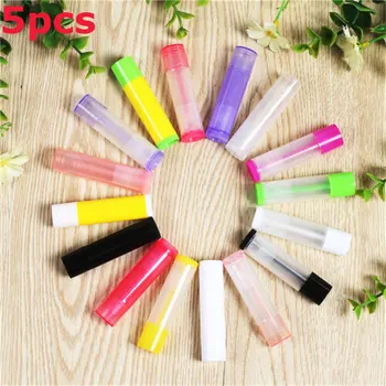 

5pcs x 5g Empty Clear Lip Balm Tubes DIY Lipstick Containers Translucent White Black Caps Cosmetic Travel Lip Gloss Containers