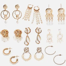 Dvacaman Ngọc Trai Hàn Quốc Bông Tai Giọt Cho Đám Cưới Handmade Tuyên Bố Thời Trang Bông Tai Trang Sức Bán Buôn Phụ Nữ Cô Gái Đảng Quà Tặng Ins(China)