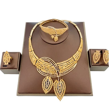 Dubai Charm Woman Jewelry Sets Gold Necklace Bracelet Earrings Ring African Style Wedding Bridal Jewelry Accessories
Dubai Charm Woman Jewelry Sets Gold Necklace Bracelet Earrings Ring African Style Wedding Bridal Jewelry Accessories