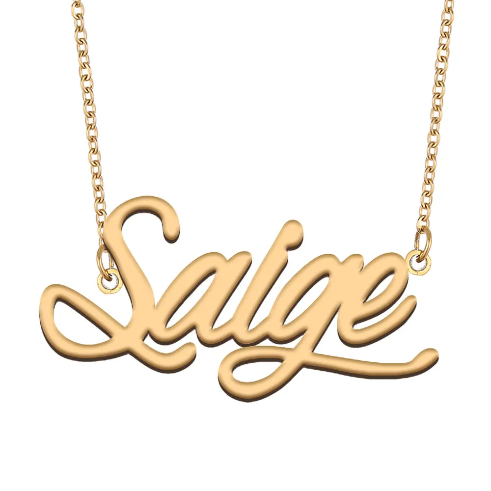 Saige Name Necklace for Women Personalized Stainless Steel Jewelry Gold Plated Nameplate Pendant Femme Mother Girlfriend Gift
Saige Name Necklace for Women Personalized Stainless Steel Jewelry Gold Plated Nameplate Pendant Femme Mother Girlfriend Gift