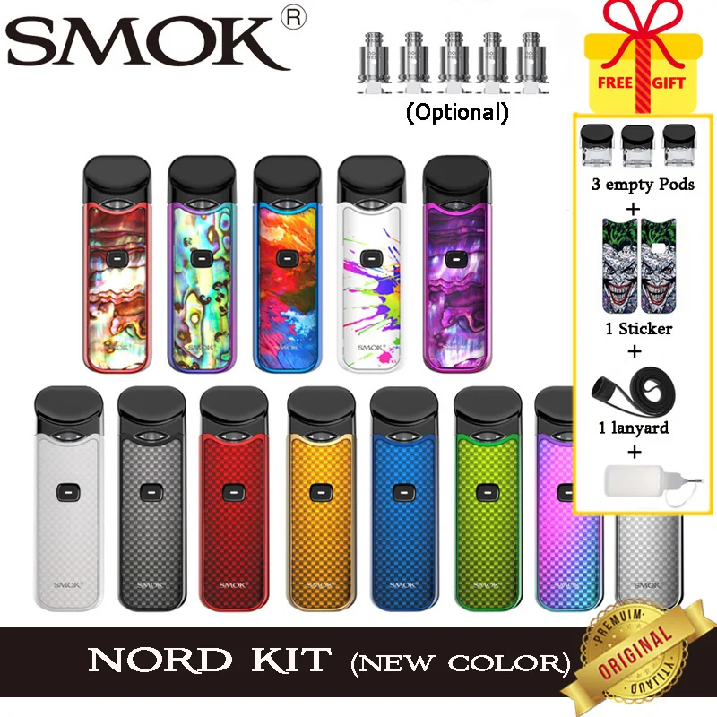 

Original Smok Nord Pod Starter Kit 1100mAh Battery 3ML Cartridge Atomizer Nord Mesh coil Electronic Cigarette Vape Vaporizer