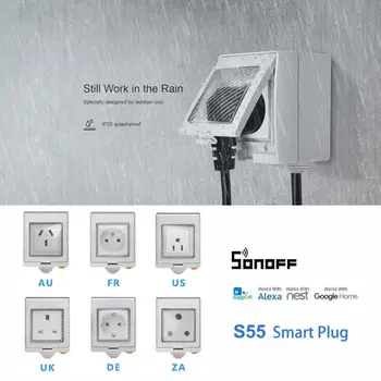 Original SONOFF S55 Smart Plug Socket Adapter Switch 16A WiFi eWelink APP Control Power Moniters Work With Alexa Google Home
Original SONOFF S55 Smart Plug Socket Adapter Switch 16A WiFi eWelink APP Control Power Moniters Work With Alexa Google Home