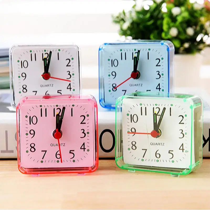 Милый будильник аналоговые часы квадратные Маленькие компактные для кровати