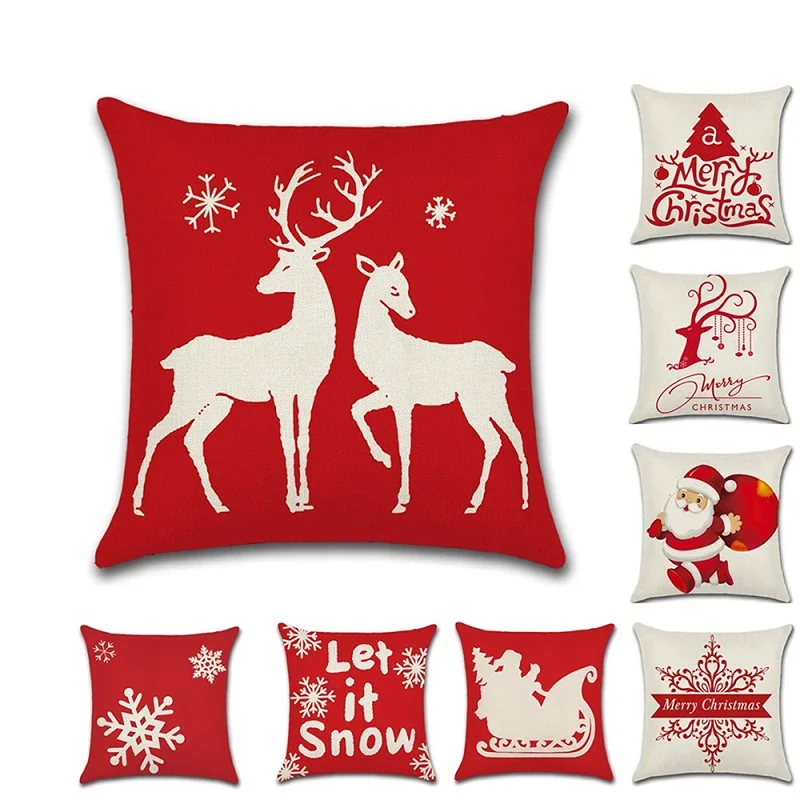 Merry Christmas Red Pillow Cushion Cover Reindeer kussenhoes 45*45cm Pillowcase Sofa Xmas Decoration For Home Car fundas cojines
Merry Christmas Red Pillow Cushion Cover Reindeer kussenhoes 45*45cm Pillowcase Sofa Xmas Decoration For Home Car fundas cojines