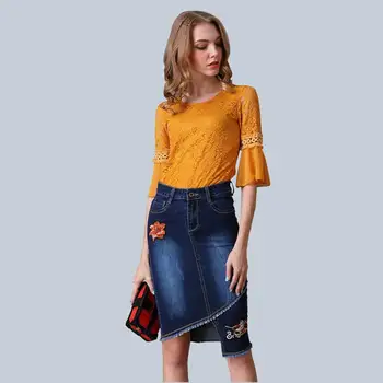 Female Package Hip Irregular Plus Size 4XL Denim Skirt Women Floral Embroidery Jeans Skirt High Waist Cowboy Denim Skirts
Female Package Hip Irregular Plus Size 4XL Denim Skirt Women Floral Embroidery Jeans Skirt High Waist Cowboy Denim Skirts