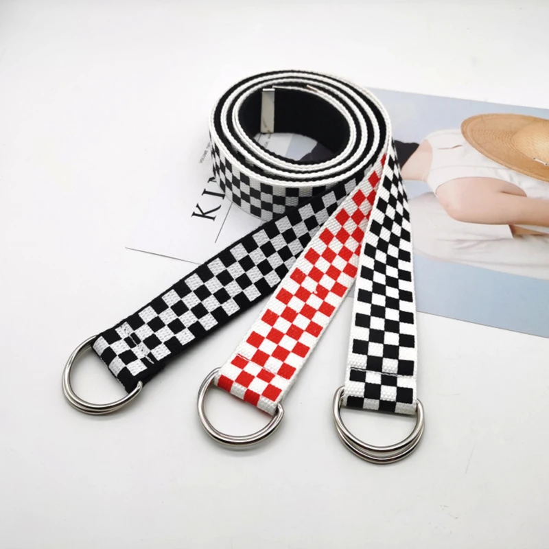 Fashion Plaid Belts for Women Designer Canvas Casual Waist Belt Men Black White Plaid Belt Double D Ring Buckle Long Belt Couple
Fashion Plaid Belts for Women Designer Canvas Casual Waist Belt Men Black White Plaid Belt Double D Ring Buckle Long Belt Couple