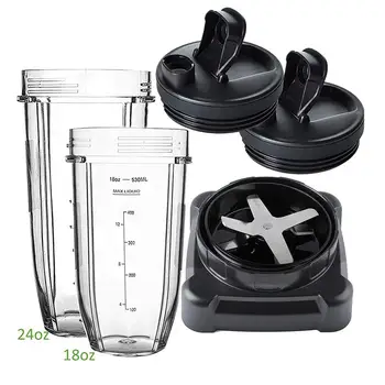 Blender Replacement Parts 24oz Cup with 18oz Cup and Lids and Blade Replacement Compatible for Nutri Ninja Blender 6 fins BL610
Blender Replacement Parts 24oz Cup with 18oz Cup and Lids and Blade Replacement Compatible for Nutri Ninja Blender 6 fins BL610