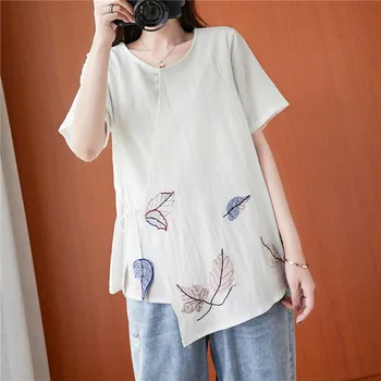 Summer Loose Shirts Oversized White Cotton Linen Shirt Women Short Sleeve Embroidery Elegant Blouse Summer Blusa Mujer
Summer Loose Shirts Oversized White Cotton Linen Shirt Women Short Sleeve Embroidery Elegant Blouse Summer Blusa Mujer