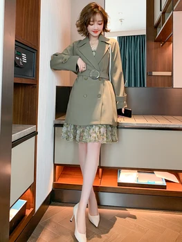 Belt waist lapel windbreaker jacket + lace polka dot dress two-piece female 2020 autumn new
Belt waist lapel windbreaker jacket + lace polka dot dress two-piece female 2020 autumn new