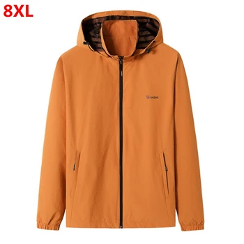 Spring new men's plus size 7XL 140kg outdoor sports and leisure detachable cap windbreaker thin coat 8XL clothes 
Spring new men's plus size 7XL 140kg outdoor sports and leisure detachable cap windbreaker thin coat 8XL clothes