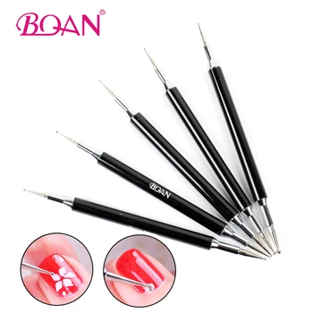 

BQAN 5pcs/set Dual-ended Black Handle Nail Dotting Pen Painting Drawing Tips Picker Glitter Pencil Gel Polish Manicure Tools