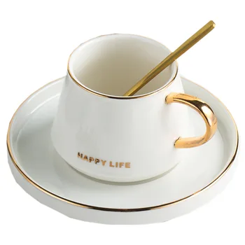 European Simple Ceramic Coffee Cup Set Creative Modern Gold Rim with Spoon Turkish Coffee Cup Travel Tazas Cafe Drinkware BE50MU
European Simple Ceramic Coffee Cup Set Creative Modern Gold Rim with Spoon Turkish Coffee Cup Travel Tazas Cafe Drinkware BE50MU