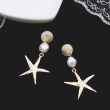 Fashion Personality Contracted Ocean Style Earrings Starfish Long Pearl Earrings Stud Earrings Jewelry Accessories
Fashion Personality Contracted Ocean Style Earrings Starfish Long Pearl Earrings Stud Earrings Jewelry Accessories