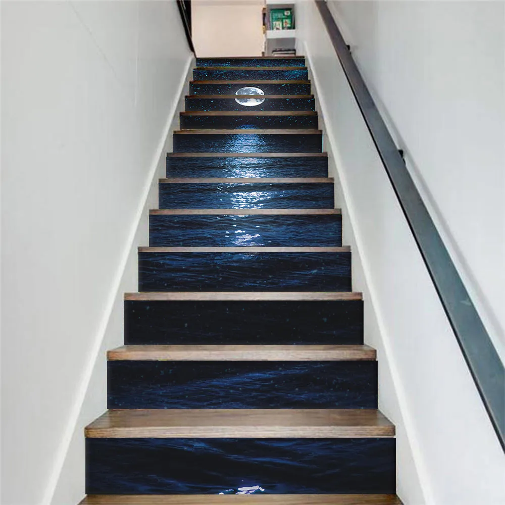 13Pcs/set DIY 3D Staircase Wall Floor Stickers Night Lake Landscape Stairs Sticker PVC Self adhesive Waterproof Home Decoration
13Pcs/set DIY 3D Staircase Wall Floor Stickers Night Lake Landscape Stairs Sticker PVC Self adhesive Waterproof Home Decoration