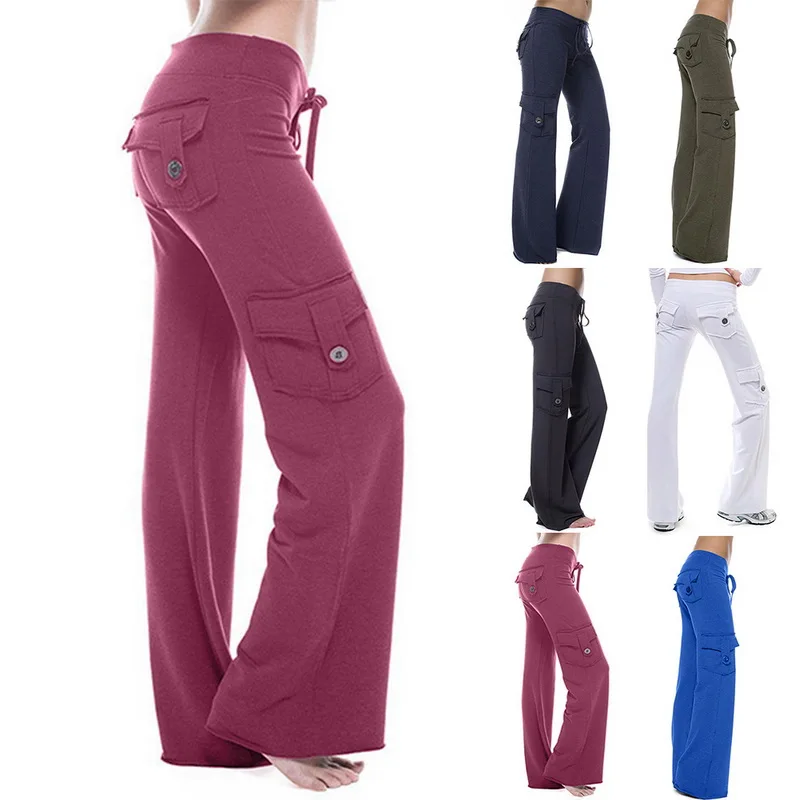 CALOFE длинные штаны для женщин бега колготки свободные однотонные брюки