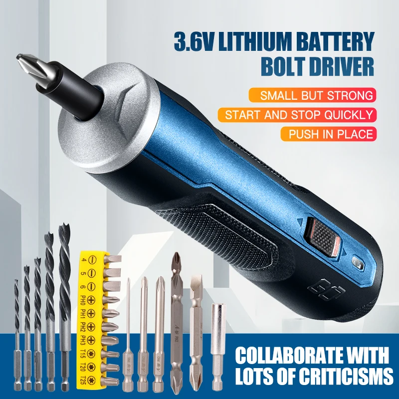 Smart Cordless Electric Screwdriver Rechargeable 3.6V Mini Power Tool 6 Modes Adjustable Torques Screwdriver Tool Kits
Smart Cordless Electric Screwdriver Rechargeable 3.6V Mini Power Tool 6 Modes Adjustable Torques Screwdriver Tool Kits