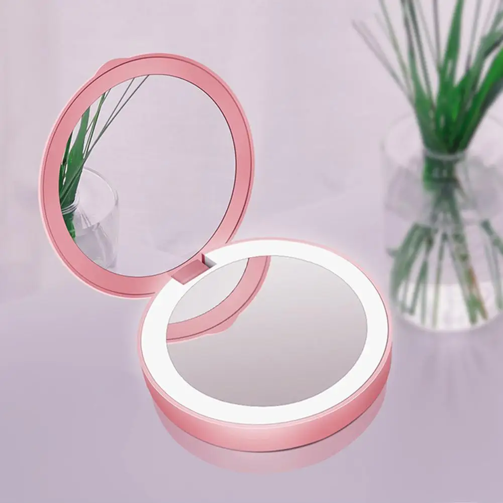 Портативное компактное зеркало для макияжа со светодиодсветильник кой складное