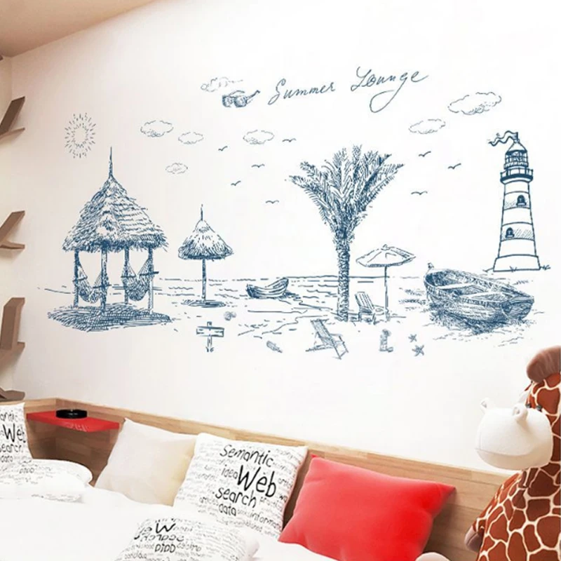 Creative summer beach landscape home decoration art home decoration bedroom living room Wall stickers PVC vinyl DIY wallpaper
Creative summer beach landscape home decoration art home decoration bedroom living room Wall stickers PVC vinyl DIY wallpaper