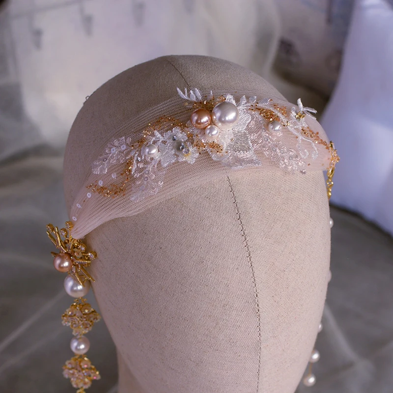 

Gorgeous Handmade Pearls Wedding Hairbands Crystal Brides Headbands Bridal Hair Accessory for Wedding Head Jewelry