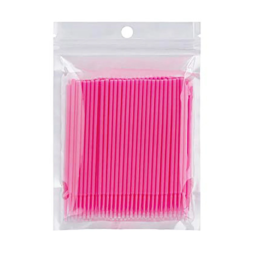 

100pcs Disposable Cotton Swabs Eyelash Brushes Cleaning Swab Hot Natural Eyelashes Remover Tattoo Microbrush Kit Makeup Tool