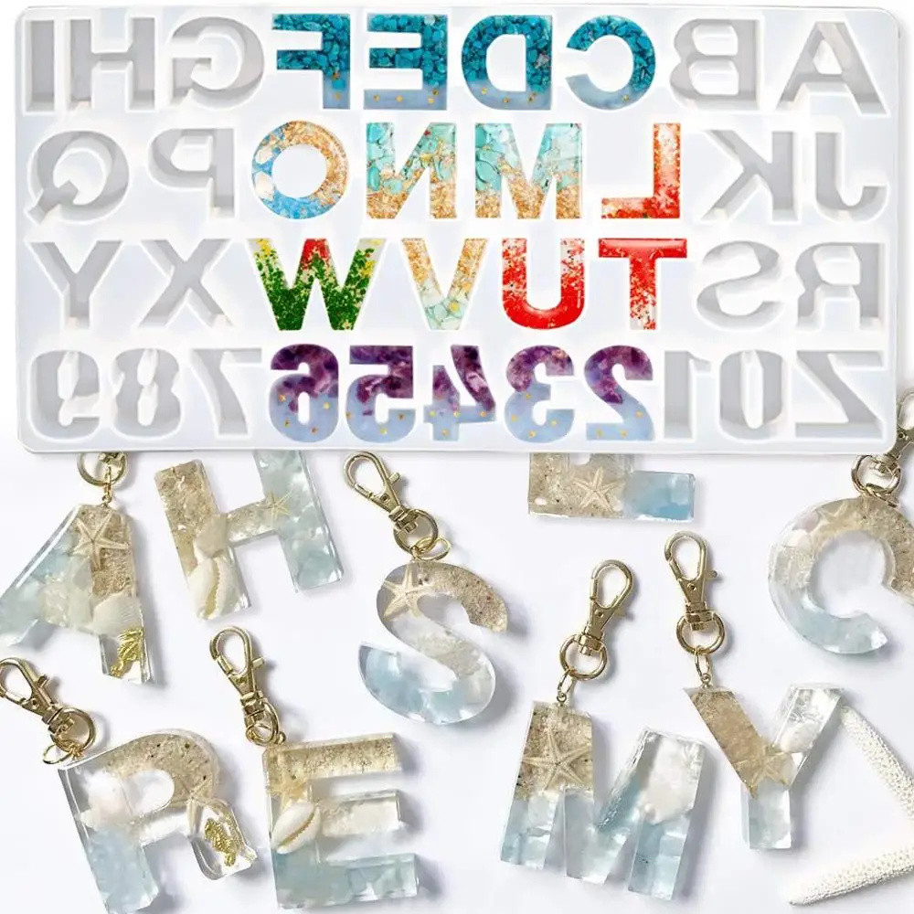

1PC Alphabet Number Silicone Mold Letter Resin Epoxy Resin Casting Mold DIY for Earring Pendant Creative Keychain Jewelry Makins