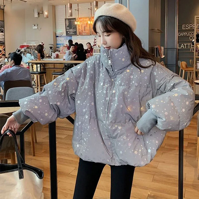Winter Jacket Women 2020 New Korean Drawstring Short Jacket Thickened Stand Collar Coat Snowflake Reflective Bright Jackets
Winter Jacket Women 2020 New Korean Drawstring Short Jacket Thickened Stand Collar Coat Snowflake Reflective Bright Jackets