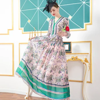 2020 Chiffon Spring Summer V-Neck Long Dress Bohemian Beach Style Flowers Printed Dress Ankle-Length Elegant Dress DZ2474
2020 Chiffon Spring Summer V-Neck Long Dress Bohemian Beach Style Flowers Printed Dress Ankle-Length Elegant Dress DZ2474