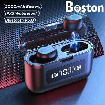 TWS Bluetooth Earphones with 2000mAh Charging Case LED Display Wireless Headphones Headsets Waterproof Earbuds with Microphones
TWS Bluetooth Earphones with 2000mAh Charging Case LED Display Wireless Headphones Headsets Waterproof Earbuds with Microphones