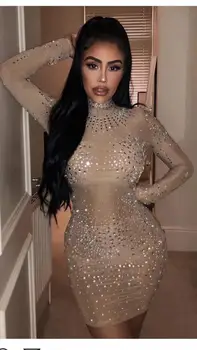 White Autumn Female High Neck Long Sleeve Diamonds Champagne Mesh Bandage Dress 2019 Elegant Ladies Mini Party Dresses Wholesale
White Autumn Female High Neck Long Sleeve Diamonds Champagne Mesh Bandage Dress 2019 Elegant Ladies Mini Party Dresses Wholesale
