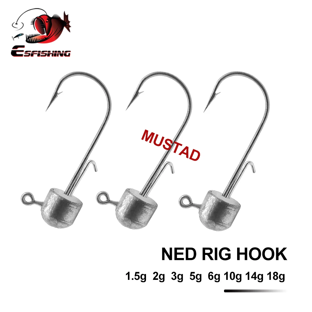 ESFISHING Pesca Ned Rig Hook Jig head 1.5g 2g 3g 5g 6g 10g 14g 18g Mustad Hooks for Soft Lure Fishing
ESFISHING Pesca Ned Rig Hook Jig head 1.5g 2g 3g 5g 6g 10g 14g 18g Mustad Hooks for Soft Lure Fishing