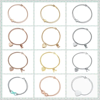 Original 100% S925 Sterling Silver Double Chain Heart-Shape Key Bowknot Bracelet Women Logo Fine High-End Jewelry
Original 100% S925 Sterling Silver Double Chain Heart-Shape Key Bowknot Bracelet Women Logo Fine High-End Jewelry
